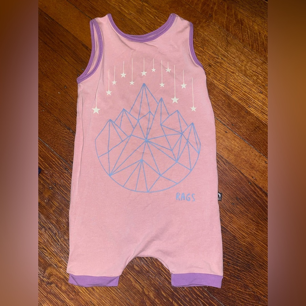 Rags to Raches sleeveless pink geo geode stars mountain romper jumper jumpsuit